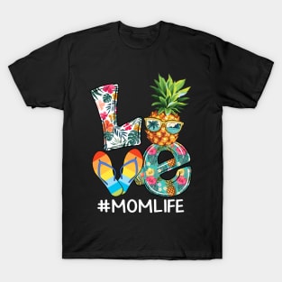 Love Summer Mom Life Pineapple Flip Flop T-Shirt